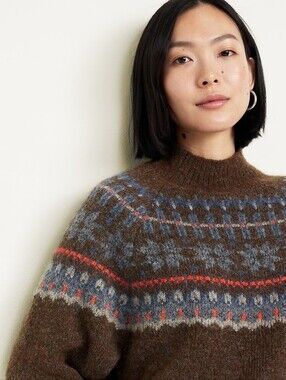 Old Navy Fair Isle Wool Blend Holiday Mock Neck Sweater